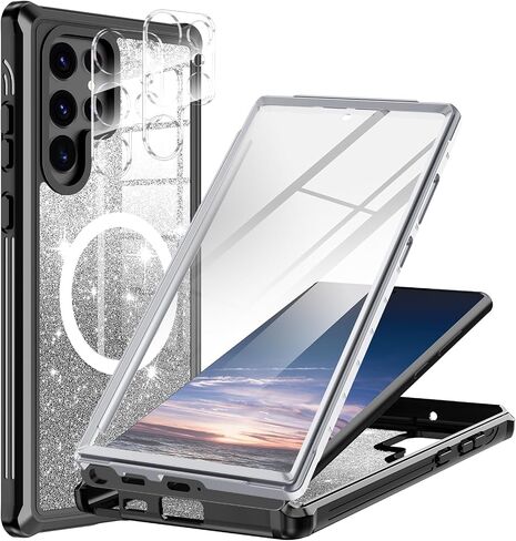Hekodonk for Samsung Galaxy S24 Case Glitter,Compatible with MagSafe[Built-in Screen Protector+Camera Lens Protector] Full Body Shockproof Protective Bling Phone Case for Galaxy S24,Amethyst in Saudi Arabia