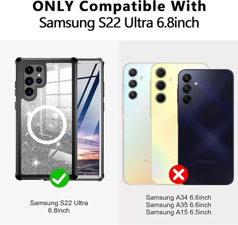 Hekodonk for Samsung Galaxy S24 Case Glitter,Compatible with MagSafe[Built-in Screen Protector+Camera Lens Protector] Full Body Shockproof Protective Bling Phone Case for Galaxy S24,Amethyst in Saudi Arabia
