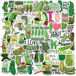Funny Pickle Stickers 50pcs Cucumber Stickers for Laptops Trackpads Keyboards Backpacks Skateboards Luggage Water Bottles Scrapbooks Travel Case,I Love Pickle