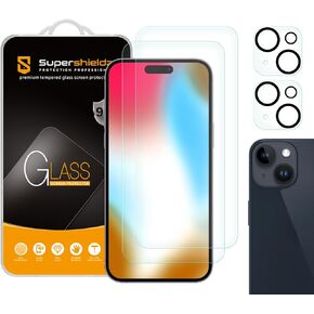 Supershieldz (2 Pack) Designed for iPhone 15 Plus (6.7 inch) + Camera Lens Tempered Glass Screen Protector, Anti Scratch, Bubble Free