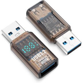USB 3.2 Adapter(2 Pack), USB 3.2 Male to USB 3.2 Female Transparent Digital Display Adapter, 10Gbps USB3.2 Expansion Adapter for PC, Laptop