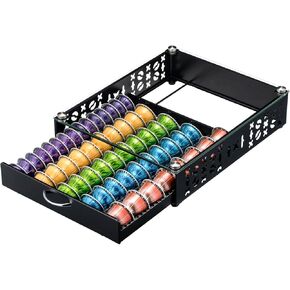 ZCDCP for Coffee Pod Holder, Vertuo Pod Holder Drawer Glass Top Coffee Pod Organizer Storage (50 Pods Capacity)