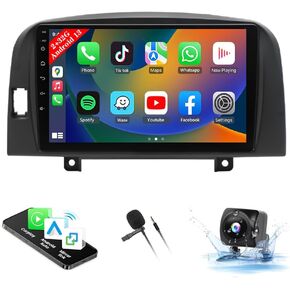 Double Din Car Stereo for Hyundai Sonata NF 2004-2008 9 Inch Touch Screen Android 13 Car Audio Multimedia Receiver with CarPlay Android Auto GPS Radio Navigation Bluetooth Camera - 2G+32G