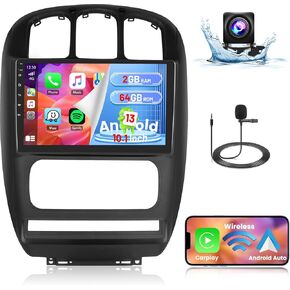 Hikity Android Car Stereo for Dodge Caravan/Chrysler Town & Country 2002-2007 Radio 2+64GB 10.1 Inch Touchscreen Car Radio Carplay Android Auto GPS Navigation WiFi Bluetooth FM EQ Backup Camera