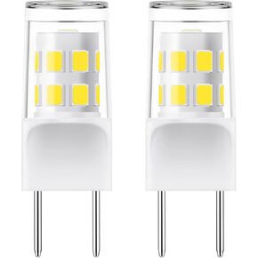 G8 Led Bulb, 3W Equivalent 20W-25W Halogen Bulb, G8 GY8.6 Bi-pin Base, T4 120V Puck Light Bulb for Replacement Microwave Light Bulbs, Under Counter Kitchen Lighting, Daylight White 6000K 2 Pack