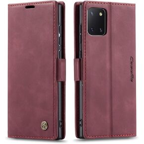 Bpowe Galaxy Note 10 Lite (2020) Case,Galaxy A81 Leather Wallet Case Classic Design with Card Slot and Magnetic Closure Flip Fold Case for Samsung Galaxy Note 10 Lite/Galaxy A81/Galaxy M60S (Wine red)