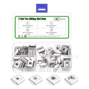uxcell M4/M5/M6/M8 80Pcs T Nut Tee Sliding Slot Nuts T-Slot Nut Nickel Plated for 3030 Series T Slot Aluminum Extrusion Profile