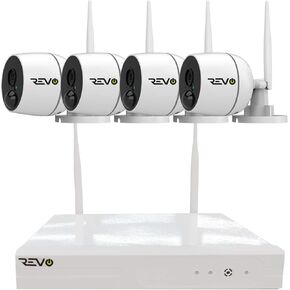REVO America Wireless 4CH. Security System - 1TB Full-HD Wi-Fi NVR, 4 x 1080P Audio Capable Indoor/Outdoor Bullet Cameras with Built-in Pir - Remote Access Via Smart Phone, Tablet and Pc
