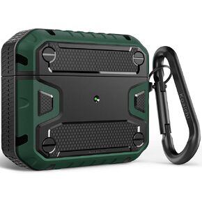 Koaichi Compatible with AirPods Case, Full-Body Rugged Hard Shell Protective Case Cover with Keychain Designed for AirPods 1st & 2nd, Black