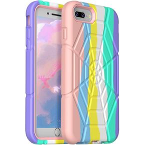 Grifobes 5.5" Case for iPhone 8 Plus/iPhone 7 Plus/iPhone 6S Plus/iPhone 6 Plus, 3-in-1 Heavy Duty Shockproof Rugged Protective 5.5 inch i Phone 8+/7+/6s+/6+ Cover for Kids Boys Children (Red+Blue)