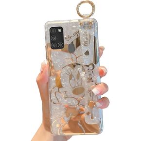 for Galaxy A15 5G Case Wrist Band Kickstand Cover Ultra Slim IMD Animal Pattern Shockproof Protection Holder Cover for Samsung Galaxy A15 5G /4G(Cartoon Characters)