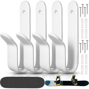 Zonon 4 Pcs Horizontal Snowboard Wall Mount Clips Snowboard Wall Rack Skateboard Wall Mount Display Rack for Indoor Snowboard Storage Room Garage Home Longboard Skis