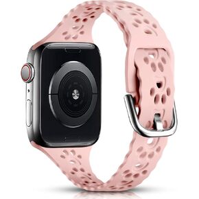Paw Silicone Bands Compatible with Apple Watch Band 38mm 40mm 41mm 42mm 44mm 45mm for Women, Slim Lace Hollow-out Sport Strap Replacement Wristbands for iWatch Series 8 7 6 5 4 3 2 1 SE