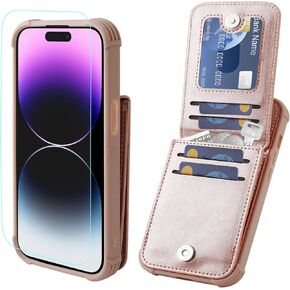 VANAVAGY Wallet Case Compatible for iPhone 15 Pro Max for Women and Men with Credit Card Holder,Rfid Leather Magnetic Clasp Flip Folio Cover Support Car Mount with Screen Camera Protector,Forest Green