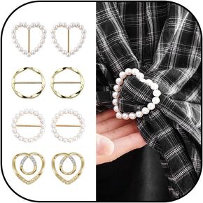 4Pcs Scarf Ring Clip for Women Pearl Flower Scarf Brooches Buckle Metal Shawl Clip Buckle Lady Girls Decoration Accessories