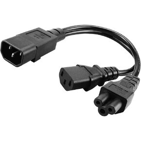 Single IEC 320 C14 Male to C13+C5 Female Splitter Adapter Cable Cord,1ft/30cm