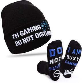 Gamer Socks Beanie Hat Baseball Cap,Funny Gamer Gifts Stocking Stuffers for Teens Boys Kids Dad Men Game Lovers