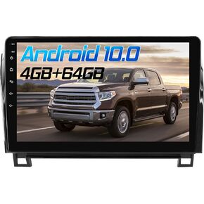 Car Stereo 8 Cores Radio for Toyota Tundra 2007-2014 Sequoia 2008-2018 Android 10 Head Unit Touch Screen 4GB+64GB Car Multimedia Player Replacement Split Screen AM/FM Radio GPS Navigation