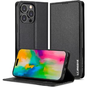 Kowauri Case for iPhone 16 Pro Max, PU Leather Wallet Flip Case for Women Men with Card Holder Kickstand Magnetic Closure Shockproof Protective Phone Cover for iPhone 16 Pro Max 6.9 inch (Black)
