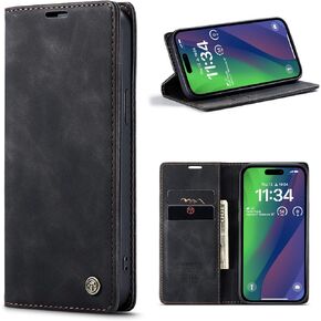 CaseMe for iPhone 15 (6.1) Wallet Case,Soft PU Leather Flip Case Magnetic Stand Flip Protective Cover Leather Case with ID & Credit Card Slots Holder Case for iPhone-15 (Coffee)