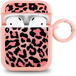 SOKAD Case Made for AirPods Pro 1st&2nd Leopard Print Design Full Body Protection Anti-Scratch Hard Cover with Keychain Wireless Charging Case Compatible with AirPods Pro 1/2 for Women Men - White