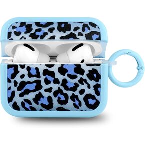 SOKAD Case Made for AirPods Pro 1st&2nd Leopard Print Design Full Body Protection Anti-Scratch Hard Cover with Keychain Wireless Charging Case Compatible with AirPods Pro 1/2 for Women Men - White