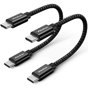 CLEEFUN Short USB C to USB C Cable 1ft, 2-Pack Type C to C Charger Cable 60W Fast Charging for iPhone 16 Pro Max/Plus/Pro, for iPhone 15 Pro Max Plus, for iPad/MacBook USB-C, Galaxy S24 S23