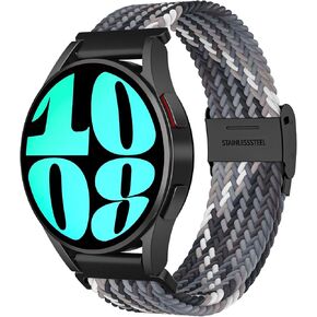Braided Solo Loop Compatible with Samsung Galaxy Watch 6 5 4 Band 40mm 44mm/6 Classic 43mm 47mm/5 Pro 45mm/4 Classic 42mm 46mm/3 41mm/Active 2, 20mm Stretchy Sport Band, Rainbow