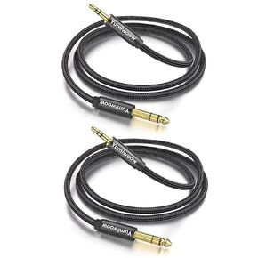 2Pack 1/4 to 1/8 Cable Stereo Audio Cable 6FT, 6.35mm 1/4" Male to 3.5mm 1/8" Male TRS Bidirectional Stereo Audio Cable Jack for Guitar, Speaker and Amplifiers,Home Theater Devices