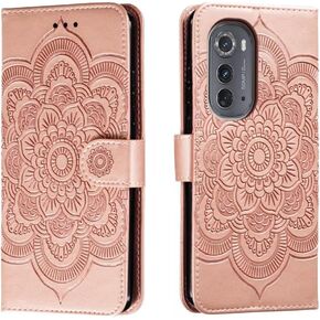 for Motorola Edge 2022 (Only, Not Plus) Case Wallet with Card Holder Kickstand Magnetic Soft Leather Flip Fold Case for Moto Edge 2022 Cover (Blue)