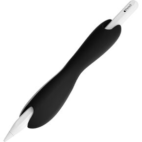 ELETIUO Grip Compatible with Apple Pencil Pro,1st/2nd Generation,USB-C Model,Protective Silicone Sleeve Cover Ergonomic Dual-Head Design Compatible with Magnetic Charging and Double Tap,Black