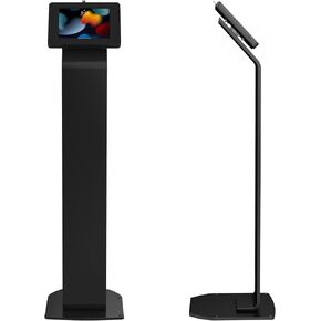 CTA Digital Compact Floor Stand - W/Universal Enclosure for iPad 7th/ 8th/ 9th Gen 10.2", Pro 11", Air 4, Galaxy Tab S2 9.7-Inch, Surface Go & More Black