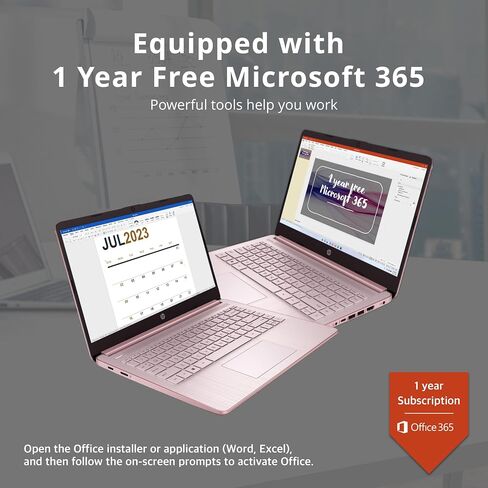 HP Stream 14" HD BrightView Laptop, Intel Celeron N4120 Processor, 16GB RAM, 64GB Storage, Intel HD Graphics, Webcam, 1 Year Office 365, Pink, Windows 11 S, 32GB Hotface USB Card in Saudi Arabia