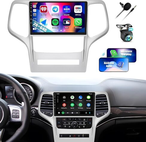 2+64G Android 13 Car Stereo for Jeep Grand Cherokee WK 2008-2013 with Wireless CarPlay Android Auto, 9" IPS Touchscreen Radio with GPS WiFi Mirror Link Bluetooth FM RDS EQ SWC + Backup Camera in Kuwait