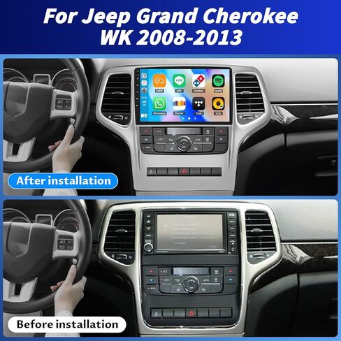 2+64G Android 13 Car Stereo for Jeep Grand Cherokee WK 2008-2013 with Wireless CarPlay Android Auto, 9" IPS Touchscreen Radio with GPS WiFi Mirror Link Bluetooth FM RDS EQ SWC + Backup Camera in Kuwait