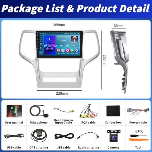 2+64G Android 13 Car Stereo for Jeep Grand Cherokee WK 2008-2013 with Wireless CarPlay Android Auto, 9" IPS Touchscreen Radio with GPS WiFi Mirror Link Bluetooth FM RDS EQ SWC + Backup Camera in Kuwait