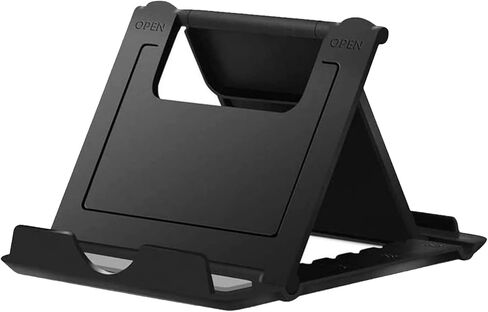 TENOC Phone Stand Holder for Desk, Pocket-Sized Mount, Universal Foldable Desktop Kickstand Compatible with iPhone iPads Android Tablet, Black in Saudi Arabia