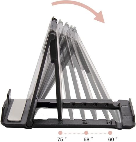 TENOC Phone Stand Holder for Desk, Pocket-Sized Mount, Universal Foldable Desktop Kickstand Compatible with iPhone iPads Android Tablet, Black in Saudi Arabia