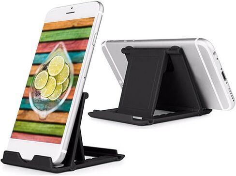 TENOC Phone Stand Holder for Desk, Pocket-Sized Mount, Universal Foldable Desktop Kickstand Compatible with iPhone iPads Android Tablet, Black in Saudi Arabia
