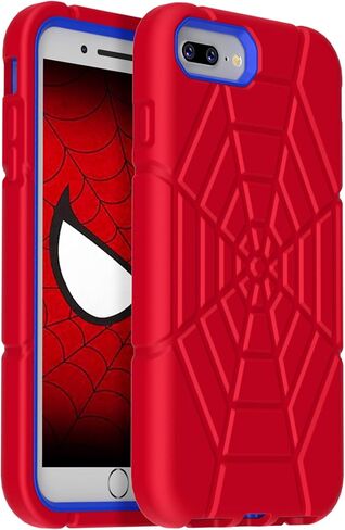 Grifobes 5.5" Case for iPhone 8 Plus/iPhone 7 Plus/iPhone 6S Plus/iPhone 6 Plus, 3-in-1 Heavy Duty Shockproof Rugged Protective 5.5 inch i Phone 8+/7+/6s+/6+ Cover for Kids Boys Children (Red+Blue) in Kuwait