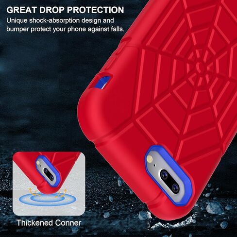Grifobes 5.5" Case for iPhone 8 Plus/iPhone 7 Plus/iPhone 6S Plus/iPhone 6 Plus, 3-in-1 Heavy Duty Shockproof Rugged Protective 5.5 inch i Phone 8+/7+/6s+/6+ Cover for Kids Boys Children (Red+Blue) in Kuwait