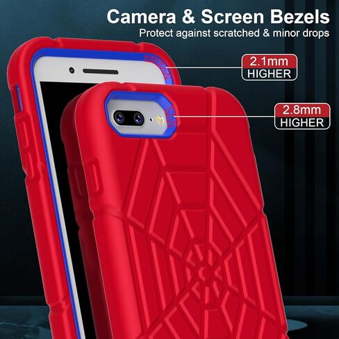 Grifobes 5.5" Case for iPhone 8 Plus/iPhone 7 Plus/iPhone 6S Plus/iPhone 6 Plus, 3-in-1 Heavy Duty Shockproof Rugged Protective 5.5 inch i Phone 8+/7+/6s+/6+ Cover for Kids Boys Children (Red+Blue) in Kuwait