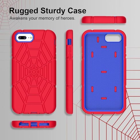 Grifobes 5.5" Case for iPhone 8 Plus/iPhone 7 Plus/iPhone 6S Plus/iPhone 6 Plus, 3-in-1 Heavy Duty Shockproof Rugged Protective 5.5 inch i Phone 8+/7+/6s+/6+ Cover for Kids Boys Children (Red+Blue) in Kuwait