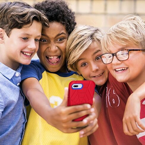 Grifobes 5.5" Case for iPhone 8 Plus/iPhone 7 Plus/iPhone 6S Plus/iPhone 6 Plus, 3-in-1 Heavy Duty Shockproof Rugged Protective 5.5 inch i Phone 8+/7+/6s+/6+ Cover for Kids Boys Children (Red+Blue) in Kuwait