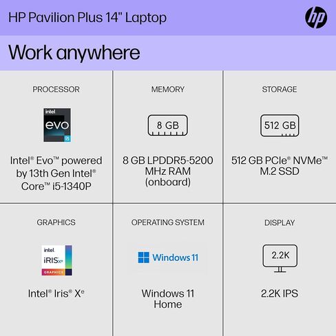 لاب توب اتش بي بافيليون بلس 14-eh1010nr، ويندوز 11 هوم، 14 بوصة، انتل كور i5، 8 جيجا رام، 512 جيجا اس اس دي، 2.2 كيلو، فضي طبيعي in Saudi Arabia