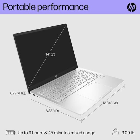 لاب توب اتش بي بافيليون بلس 14-eh1010nr، ويندوز 11 هوم، 14 بوصة، انتل كور i5، 8 جيجا رام، 512 جيجا اس اس دي، 2.2 كيلو، فضي طبيعي in Saudi Arabia