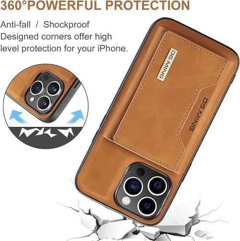 حافظة محفظة متوافقة مع هاتف iPhone 15 Pro، DG.MING حافظة هاتف جلدية فاخرة غطاء خلفي مغناطيسي قابل للفصل مع جيب حامل بطاقات ثلاثي الطي لهاتف iPhone 15 Pro (قهوة) in Kuwait