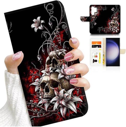 لهاتف Samsung S23 Ultra، لهاتف Samsung Galaxy S23 Ultra، غطاء هاتف بمحفظة قلابة مصممة، A24195 Day of Dead Sugar Skull 24195 in Saudi Arabia