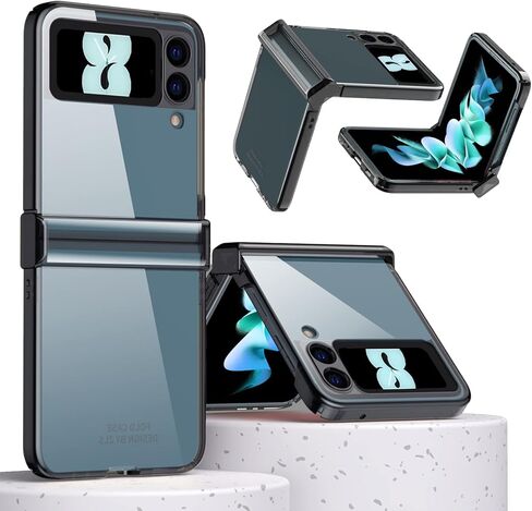 جراب Miimall متوافق مع هاتف Samsung Galaxy Z Flip 3 مزود بمفصلات ورفيعة للغاية من البولي كربونات الصلب ومضاد للسقوط وقابل للطي لهاتف Galaxy Z Flip 3 (أسود) in Kuwait