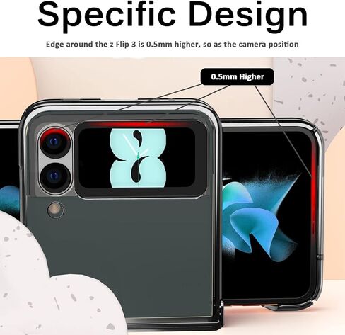 جراب Miimall متوافق مع هاتف Samsung Galaxy Z Flip 3 مزود بمفصلات ورفيعة للغاية من البولي كربونات الصلب ومضاد للسقوط وقابل للطي لهاتف Galaxy Z Flip 3 (أسود) in Kuwait
